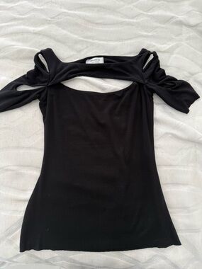Bailey 44 Black Cutout Short Sleeve Top